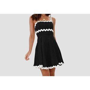 Merokeety Women’s Black & White Contrast Swing Dress Size XL